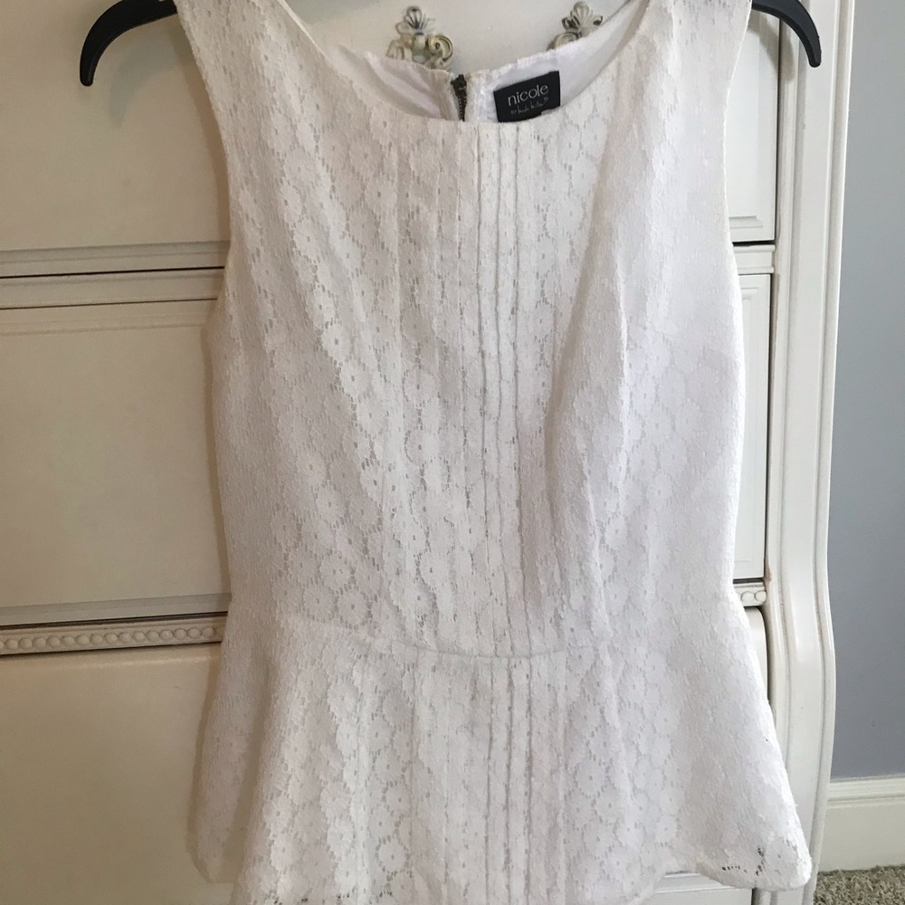 White Lace Peplum Top